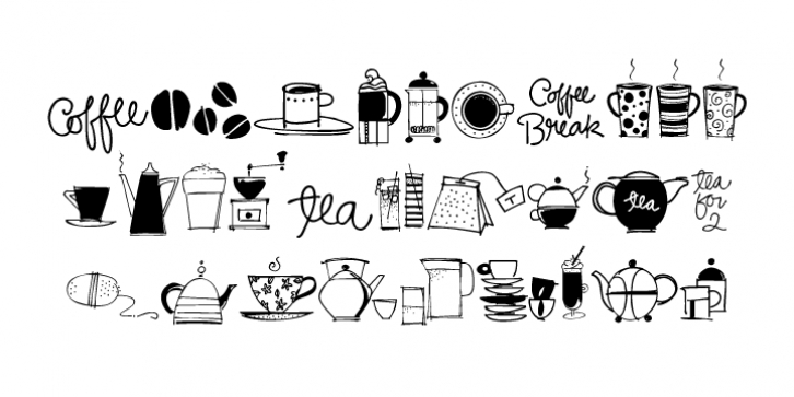 Coffee  Tea Doodles Font Download