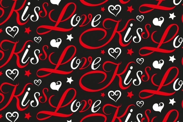 Love, kiss, lettering, design Font Download