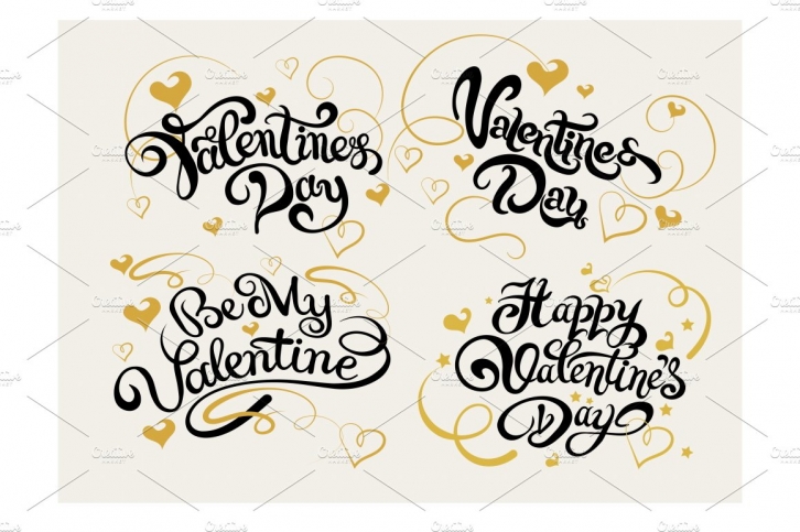 Valentine, text design, vector set Font Download