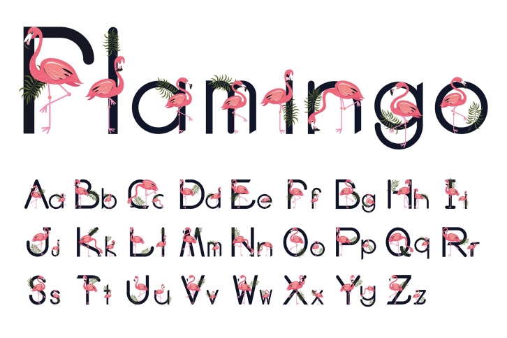 Flamingo Tropical Bird Letter Vector Font Download