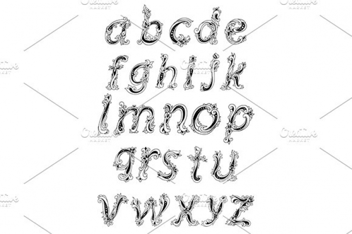 Alphabet with lowercase floral lette Font Download