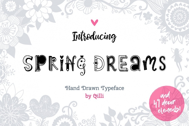 Spring Dreams Typeface with Clipart Font Download