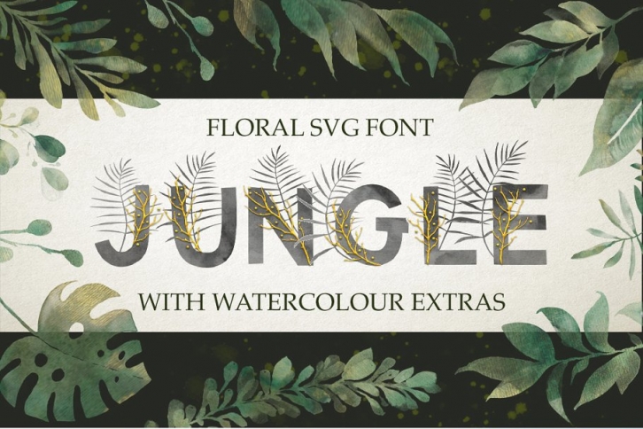 Jungle. SVG font + extras. Just 2$ Font Download