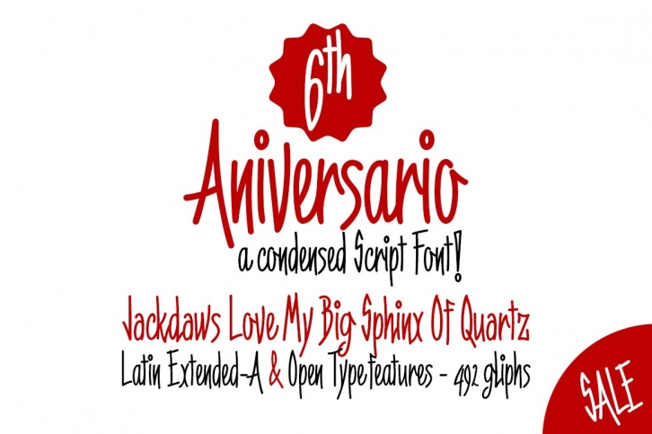 6th Aniversario a condensed font Font Download