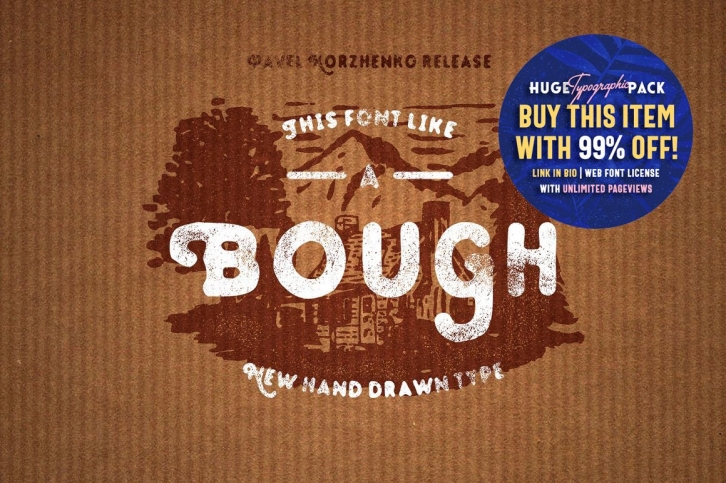 Bough. Vintage hand drawn typeface Font Download