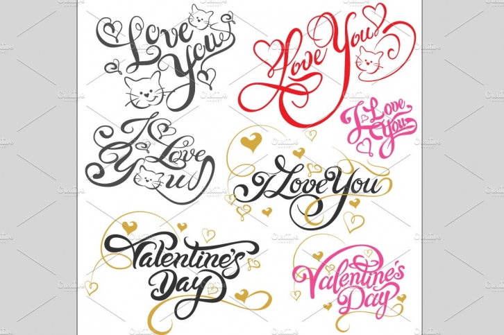 Love You, Lettering Design Vector Font Download
