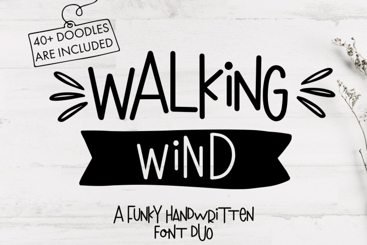 Walking Wind -A funky font + Doodles Font Download