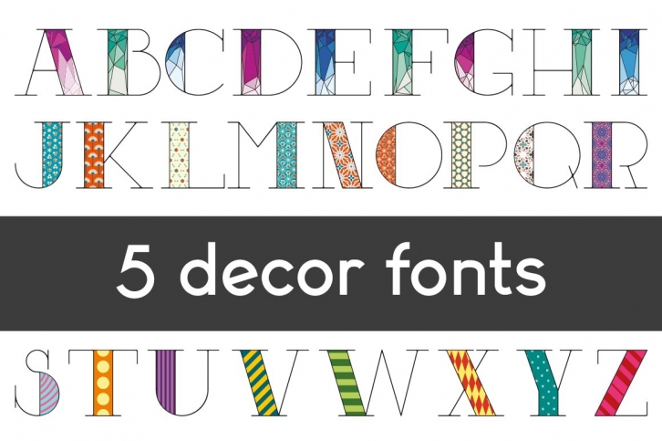 Five variations of font decoration Font Download