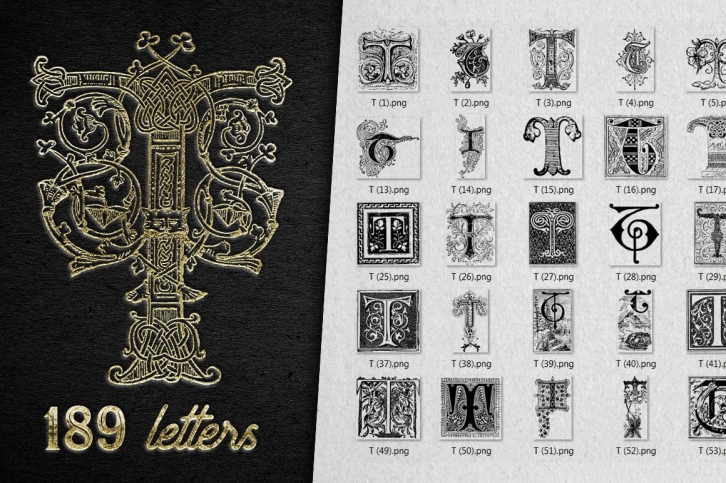 Vintage Letter T Vector And PNG Font Download