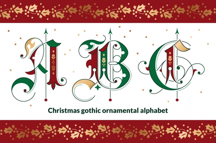 Christmas gothic ornamental alphabet Font Download