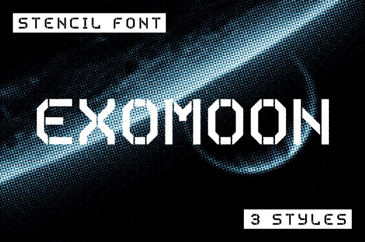 Exomoon display stencil font Font Download