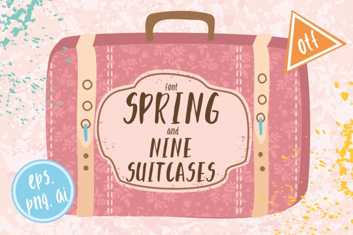 50% OFF Spring font/9 suitcases Font Download