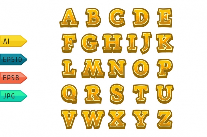 Golden stone game alphabet Font Download