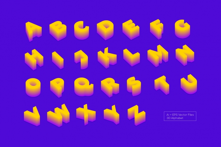 3D Colorful Alphabet Font Download