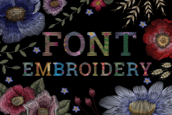 Font flower embroidery Font Download