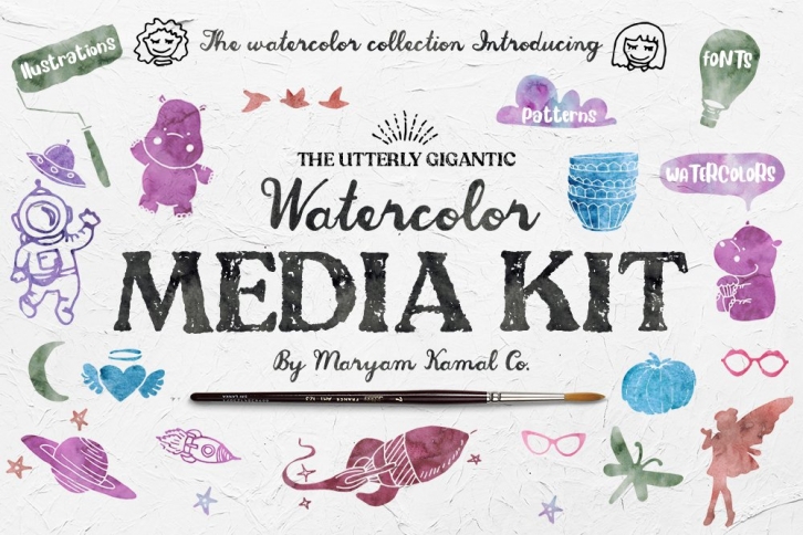Gigantic Watercolor Media kit Font Download