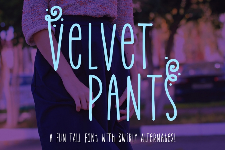 Velvet Pants: tall, narrow caps font Font Download