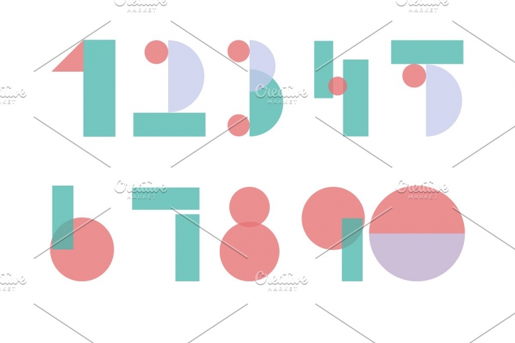 Numbers letter abstract vector set Font Download