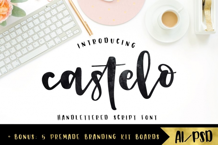 Castelo Script + 5 Branding Boards Font Download