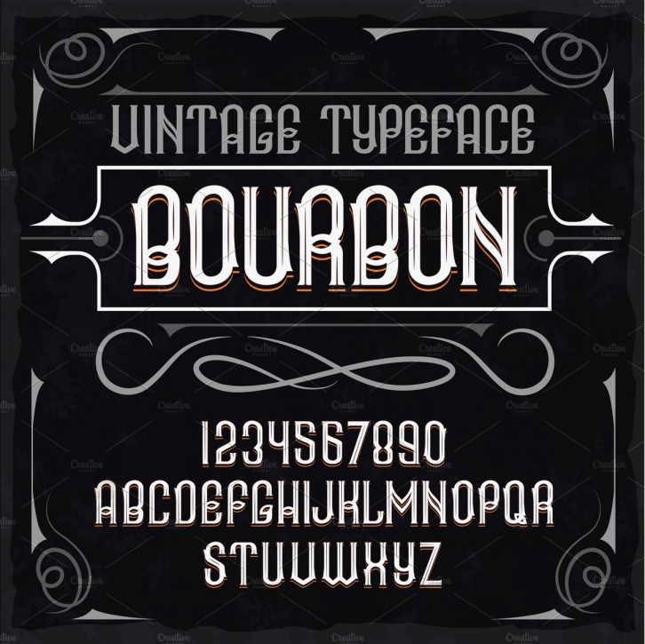 Vintage label typeface Bourbon Font Download