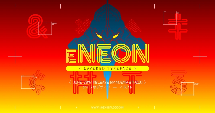 eNeon — Layered Typeface Font Download