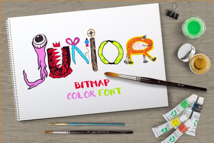 Junior bitmap color font Font Download