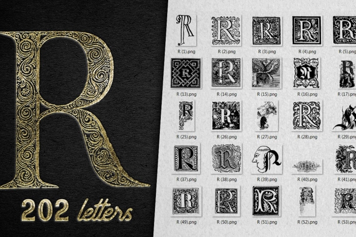 Vintage Letter R Vector And PNG Font Download