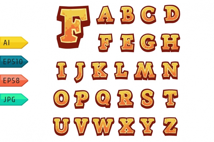 Orange vector stone game alphabet Font Download