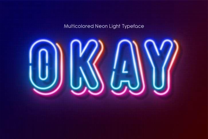 Multicolored Neon light alphabet Font Download