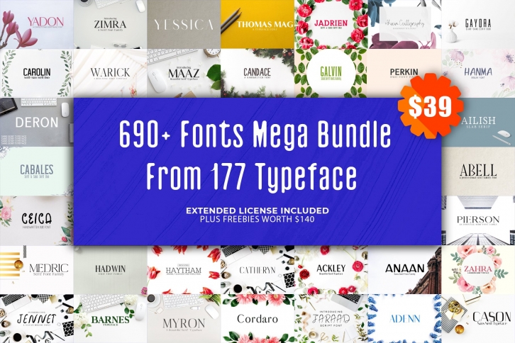 690+ Mega Typography Bundle Font Download