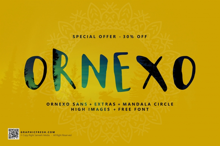 30% OFF! Ornexo + Extras + BIG Bonus Font Download