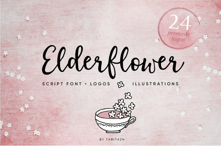 Elderflower script font + logos Font Download
