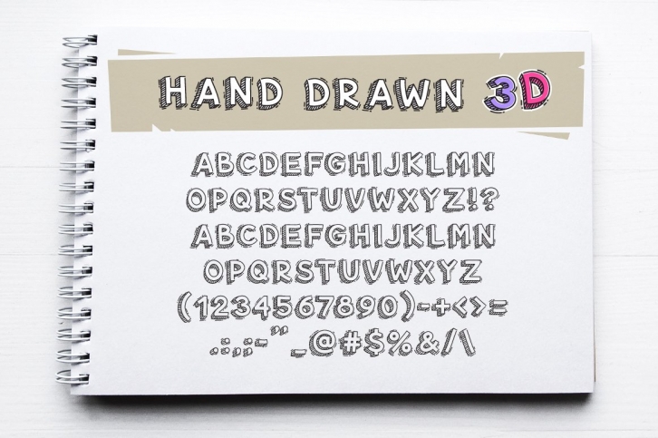 Hand Drawn 3D Letters and Numbers Font Download
