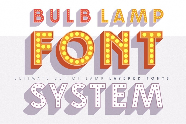 Layered font set 3D Bulb lamp Font Download