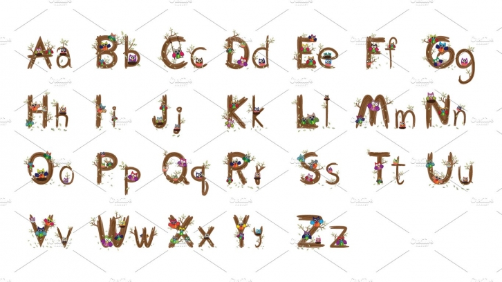 A-Z Owl letter Design Vector Font Download