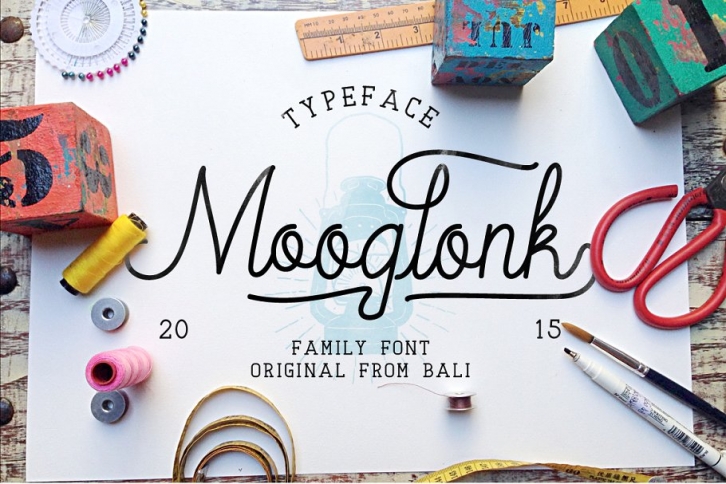 Mooglonk + Badges  Brush Font Download