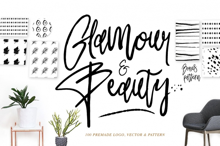 Glamour+90 logos+Pattern Font Download