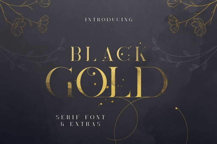 Black Gold serif font + Extras Font Download
