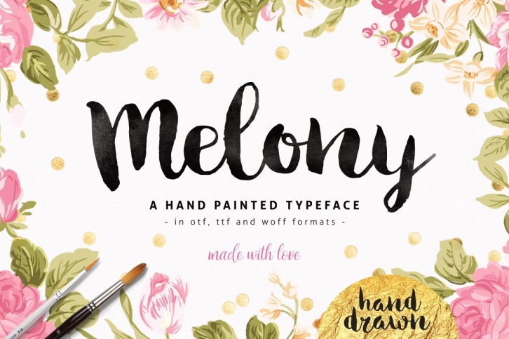 Melony Script, Hand Drawn Brush Font Download