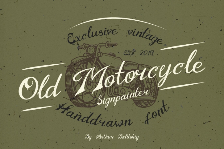 Old Motorcycle handwritten font Font Download