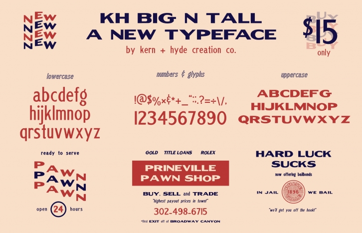 KH BIG N TALL TYPEFACE Font Download