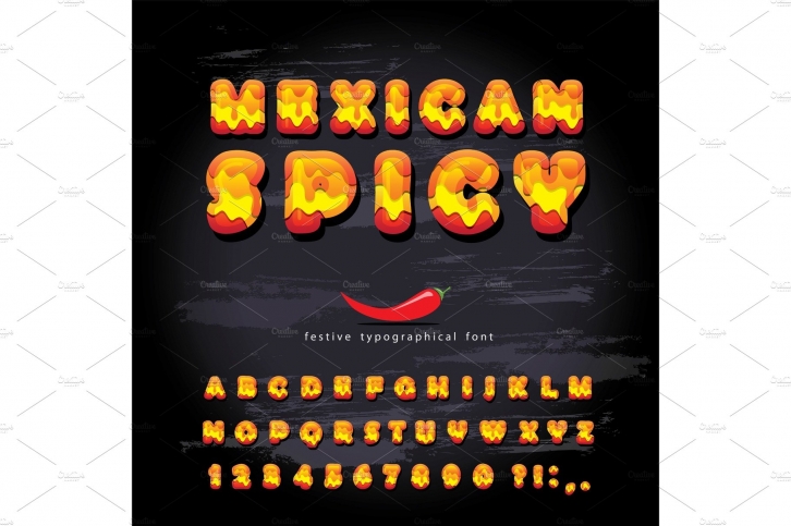 Mexican spicy cartoon letters. Hot Font Download