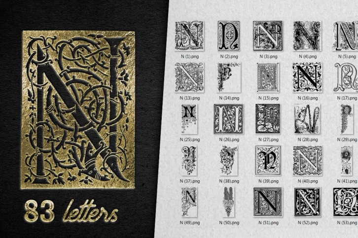 Vintage Letter N Vector And PNG Font Download