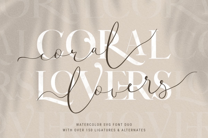 Coral Lovers SVG Watercolor Duo Font Download