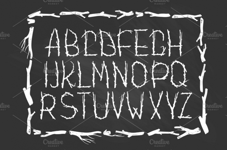 Chalk ECO font made of branches Font Download