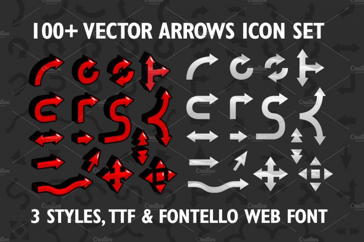 100+ Vector arrows set  web font Font Download