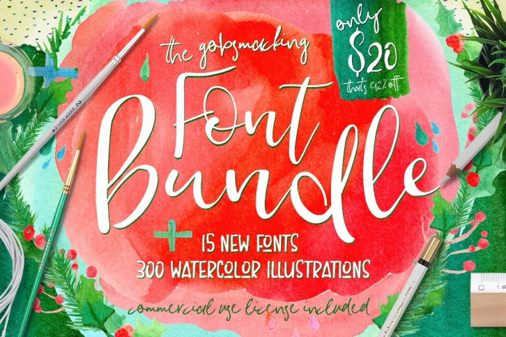 Font  Watercolor Bundle 92% OFF Font Download