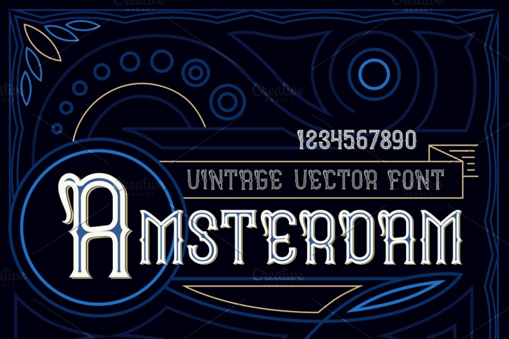Vintage label typeface Amsterdam Font Download