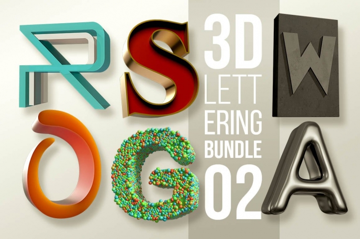 3D Lettering Mega Bundle 2 Font Download