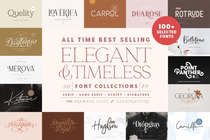100+ Elegant  Timeless Bundle! Font Download